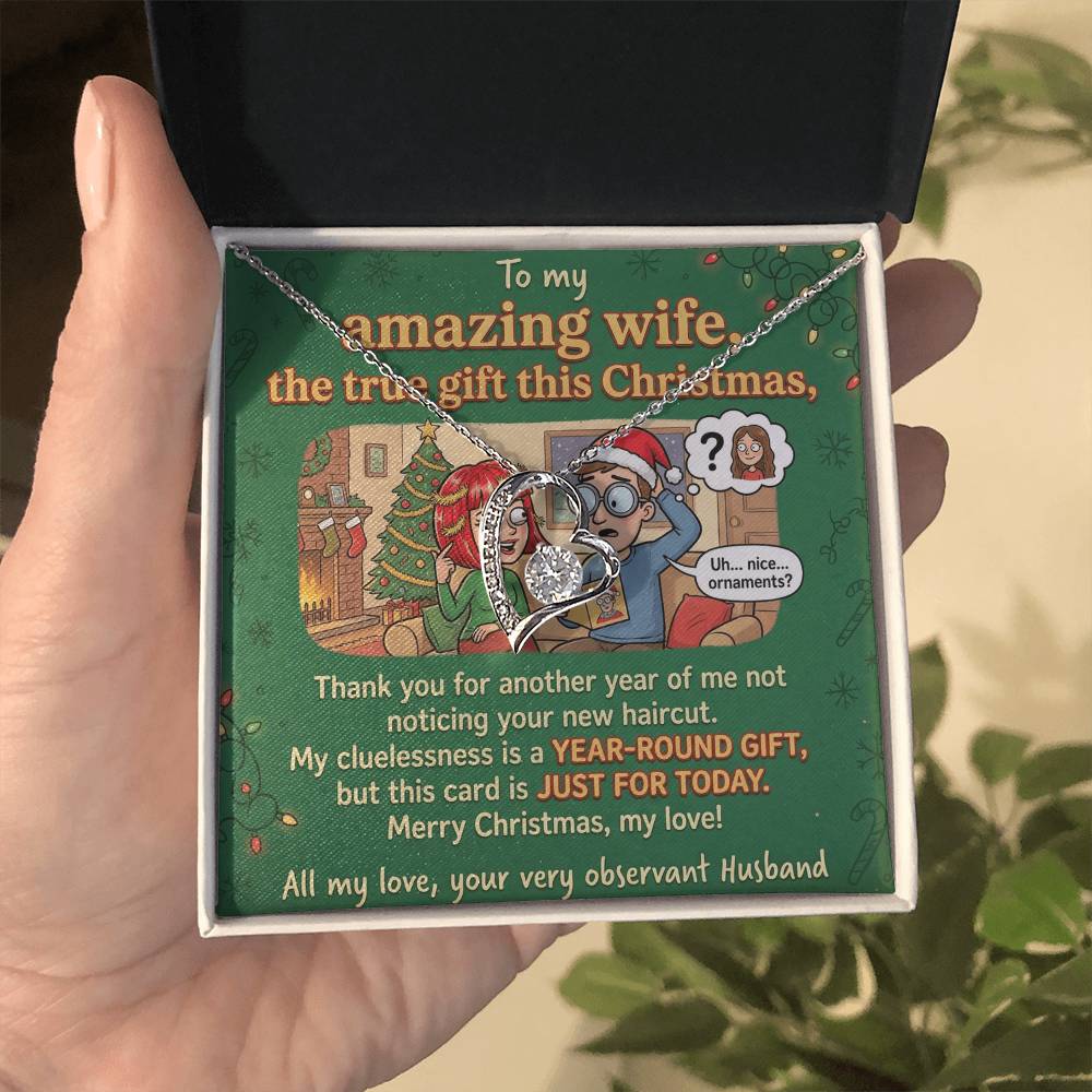 To My Wife Necklace From Husband, Funny Christmas Gift, The True Gift This Christmas, Humorous Wife Gift, Love Knot Necklace-LKN79300