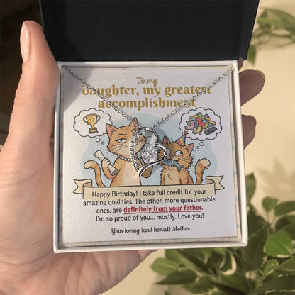 To My Daughter Necklace From Mother, Happy Birthday Gift, Gift For Daughter From Mom, Mother Daughter Present, Love Knot Necklace-LKN54153