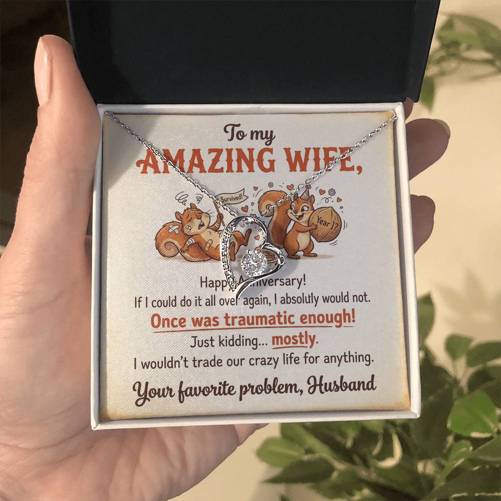 To My Wife Necklace From Husband, Funny Anniversary Gift For Her, Humorous Marriage Present, Love Knot Necklace-LKN60338