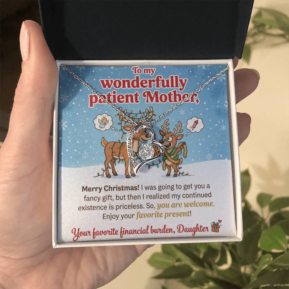 To My Mother Necklace From Daughter, Funny Christmas Gift For Mom, Holiday Present, Favorite Financial Burden - Love Knot Necklace-LKN97710