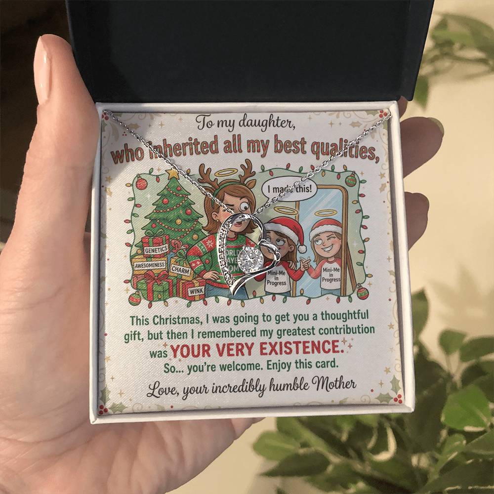 To My Daughter Necklace From Mother, Funny Christmas Gift, Gift For Daughter From Mom - Love Knot Necklace-LKN29867