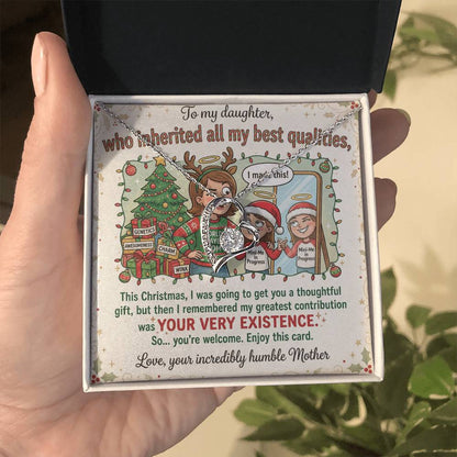 To My Daughter Necklace From Mother, Funny Christmas Gift, Gift For Daughter From Mom - Love Knot Necklace-LKN29867