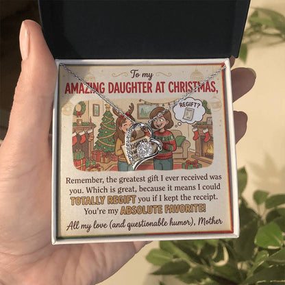 To My Daughter Necklace From Mother, Funny Christmas Gift, Favorite Daughter Gift Idea - Love Knot Necklace-LKN81928