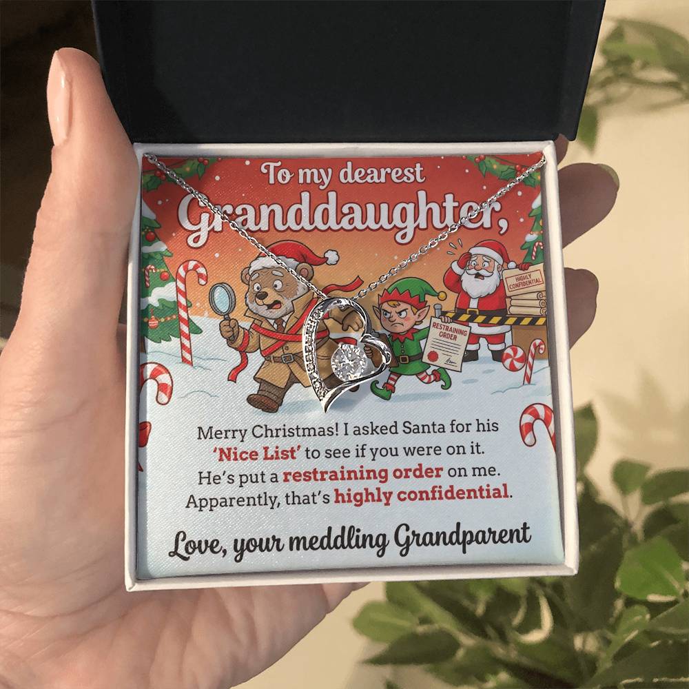 To My Granddaughter Necklace From Grandparent, Funny Christmas Gift, Humorous Holiday Present For Granddaughter - Love Knot Necklace-LKN91321