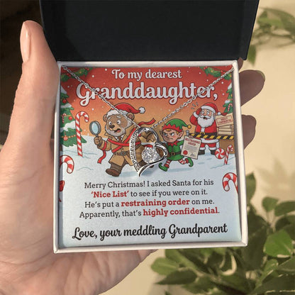 To My Granddaughter Necklace From Grandparent, Funny Christmas Gift, Humorous Holiday Present For Granddaughter - Love Knot Necklace-LKN91321