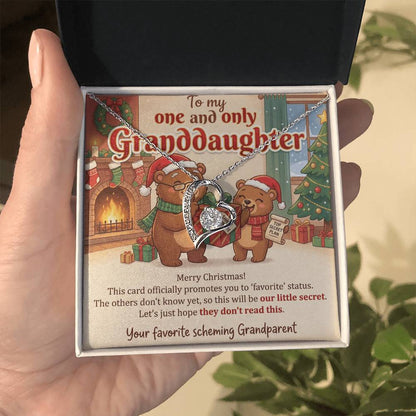 To My Granddaughter Necklace From Grandparent, Favorite Granddaughter Christmas Gift, Holiday Present for Her - Love Knot Necklace-LKN97259