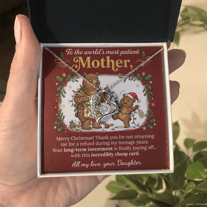 To My Mother Necklace From Daughter, Funny Christmas Gift for Mom, Mother Daughter Jewelry - Love Knot Necklace-LKN38433