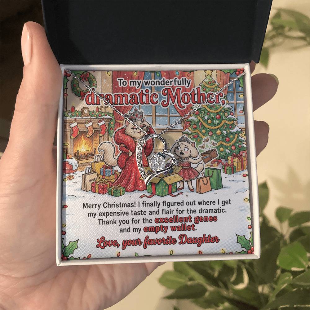 To My Mother Necklace From Daughter, Funny Christmas Gift for Mom, Humorous Holiday Gift, Love Knot Necklace-LKN75094