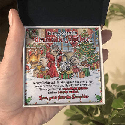 To My Mother Necklace From Daughter, Funny Christmas Gift for Mom, Humorous Holiday Gift, Love Knot Necklace-LKN75094