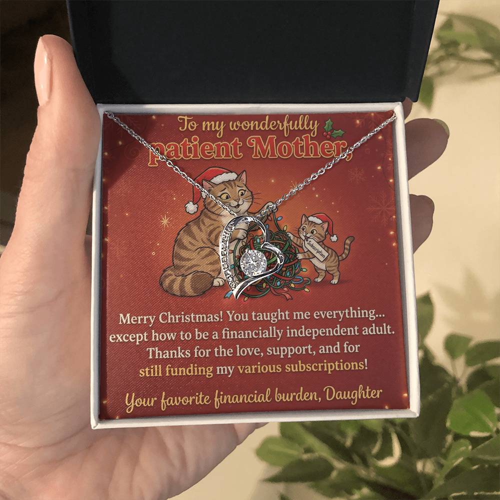 To My Mother Necklace From Daughter, Funny Christmas Gift for Mom, Humorous Xmas Present, Love Knot Necklace-LKN91310