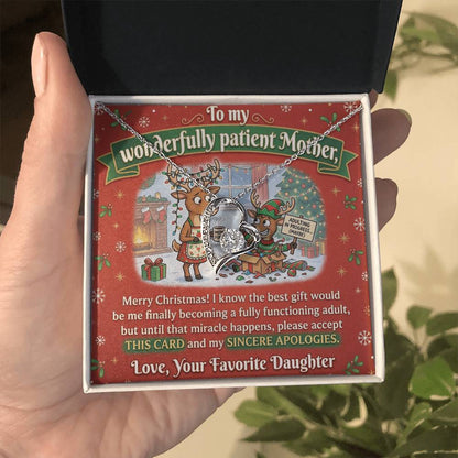 To My Mother Necklace From Daughter, Funny Christmas Gift for Mom, Adulting In Progress - Love Knot Necklace-LKN99492