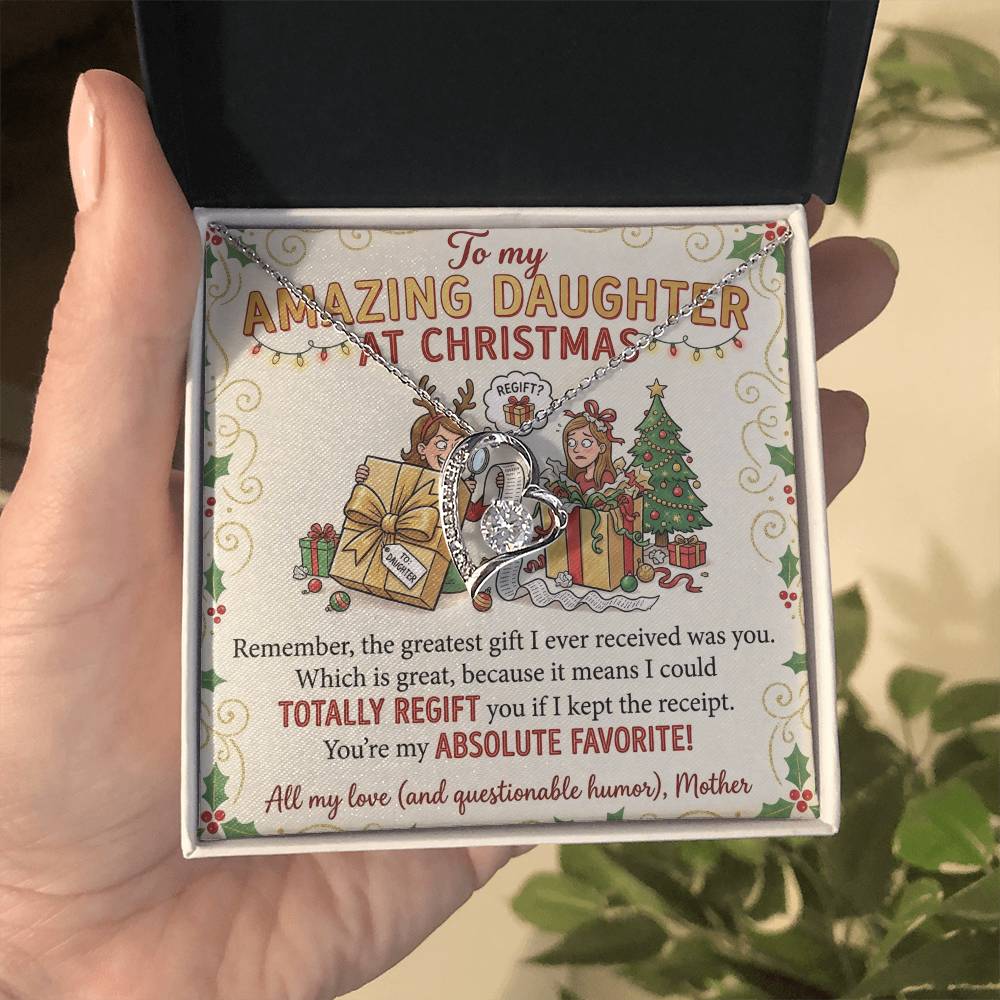 To My Daughter Necklace From Mother - Funny Christmas Gift, Holiday Present For My Absolute Favorite Daughter - Love Knot Necklace-LKN12631