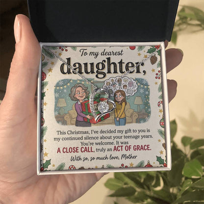 To My Daughter Necklace From Mother, Funny Christmas Gift for Daughter, Sentimental Teenage Years Present, Love Knot Necklace-LKN81682