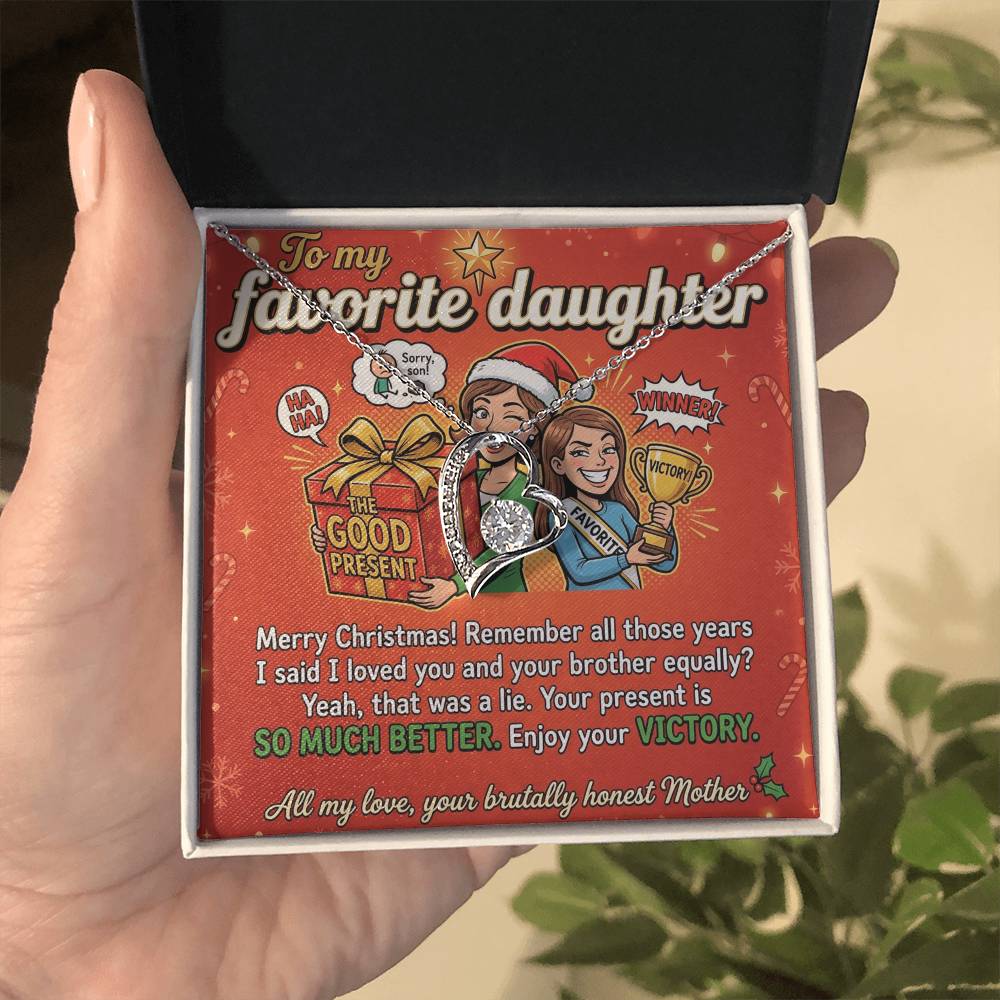 To My Daughter Necklace From Mother, Funny Christmas Gift, Favorite Daughter Holiday Present - Love Knot Necklace-LKN30773