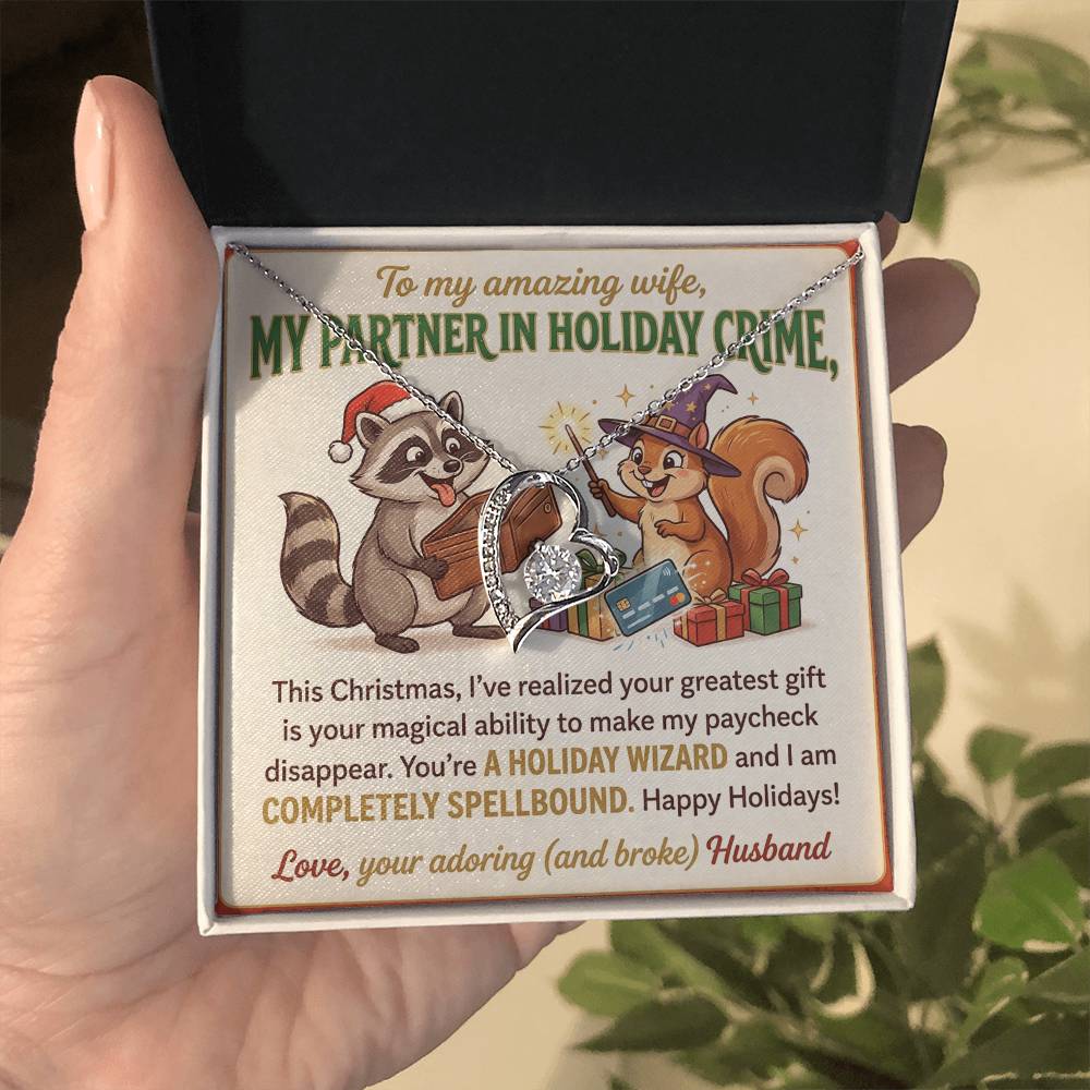 To My Wife Necklace From Husband, Funny Christmas Gift, Partner In Holiday Crime, Love Knot Necklace-LKN99813