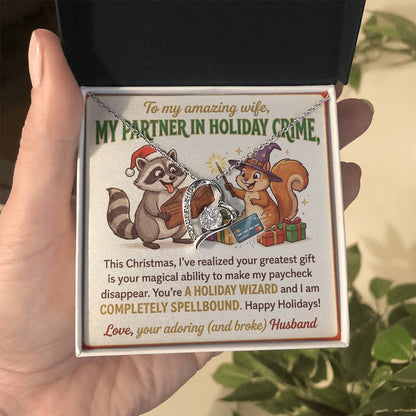 To My Wife Necklace From Husband, Funny Christmas Gift, Partner In Holiday Crime, Love Knot Necklace-LKN99813