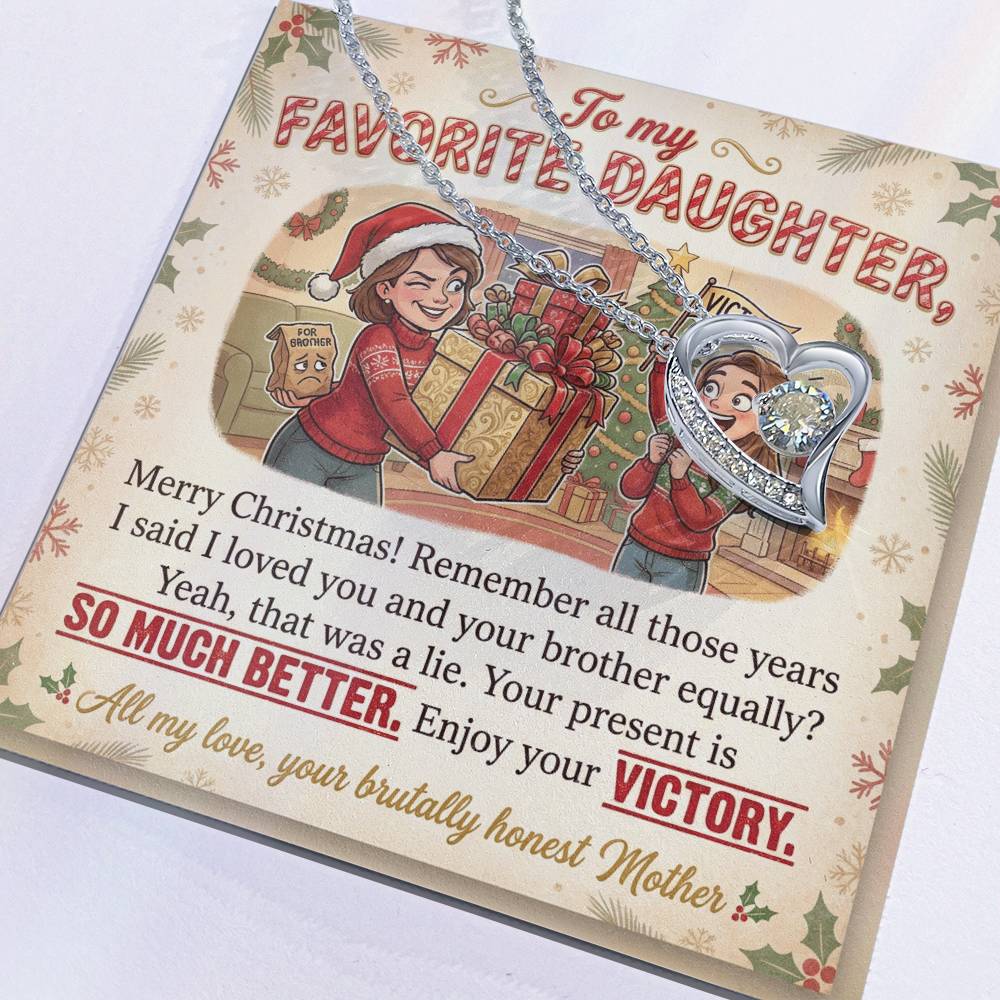 To My Daughter Necklace From Mother, Funny Christmas Gift For Favorite Daughter, Sibling Rivalry Gift - Love Knot Necklace-LKN41004