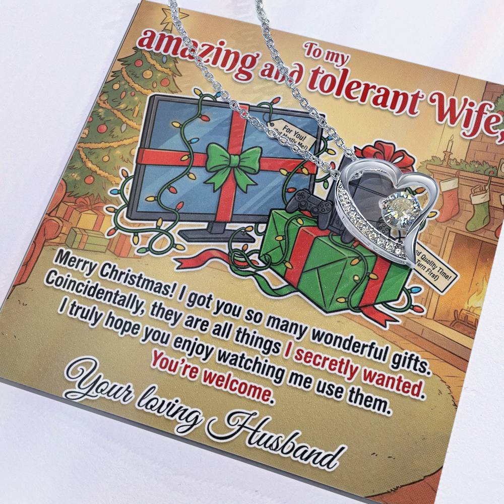 To My Wife Necklace From Husband, Funny Christmas Gift for Her, Xmas Gag Gift Idea, Love Knot Necklace-LKN53887
