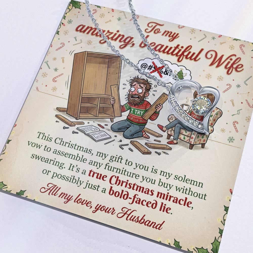 To My Wife Necklace From Husband, Funny Christmas Gift, Holiday Present for Her - Love Knot Necklace-LKN45614