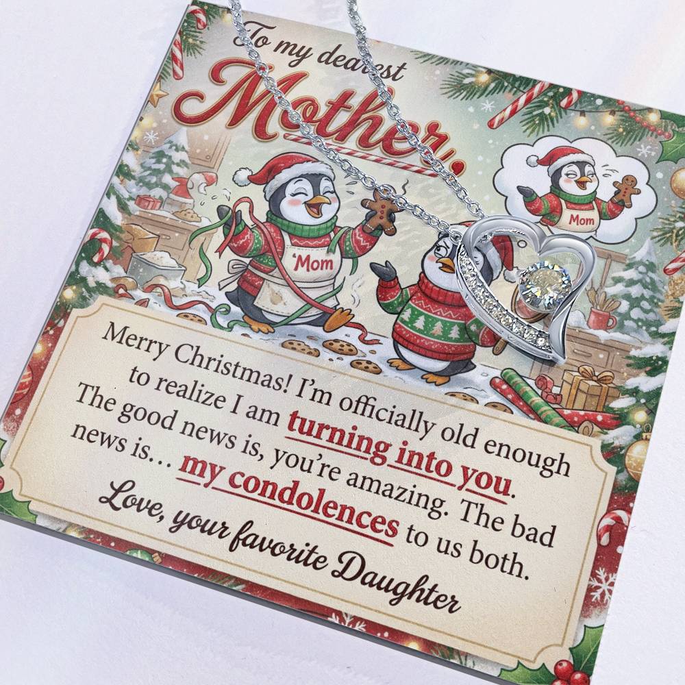 To My Mother Necklace From Daughter, Funny Christmas Gift For Mom, Mom Birthday Gift, Turning Into You - Love Knot Necklace-LKN95163