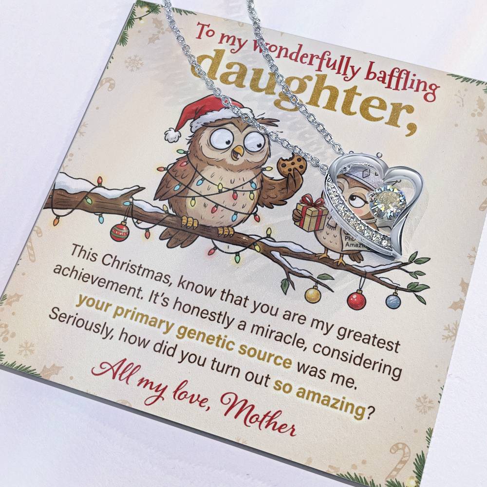 To My Daughter Necklace From Mother, Funny Christmas Gift for an Amazing Daughter, Love Knot Necklace-LKN86018