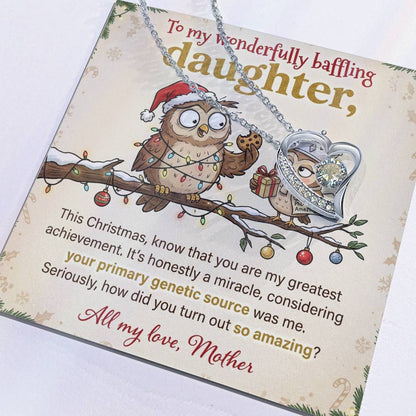 To My Daughter Necklace From Mother, Funny Christmas Gift for an Amazing Daughter, Love Knot Necklace-LKN86018