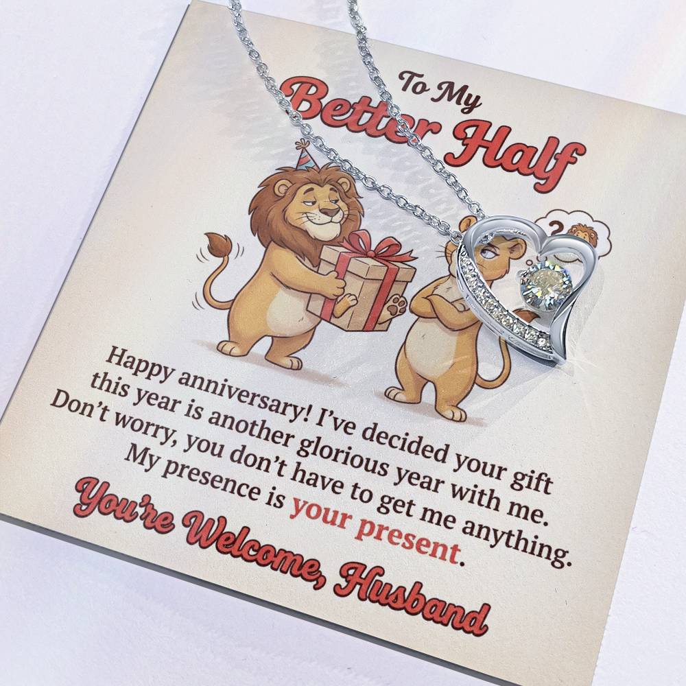 To My Husband Necklace From Wife, Funny Happy Anniversary Gift for My Better Half, Joke Gift for Him - Love Knot Necklace-LKN21228