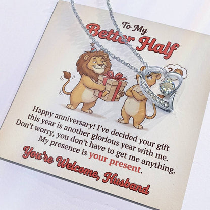 To My Husband Necklace From Wife, Funny Happy Anniversary Gift for My Better Half, Joke Gift for Him - Love Knot Necklace-LKN21228
