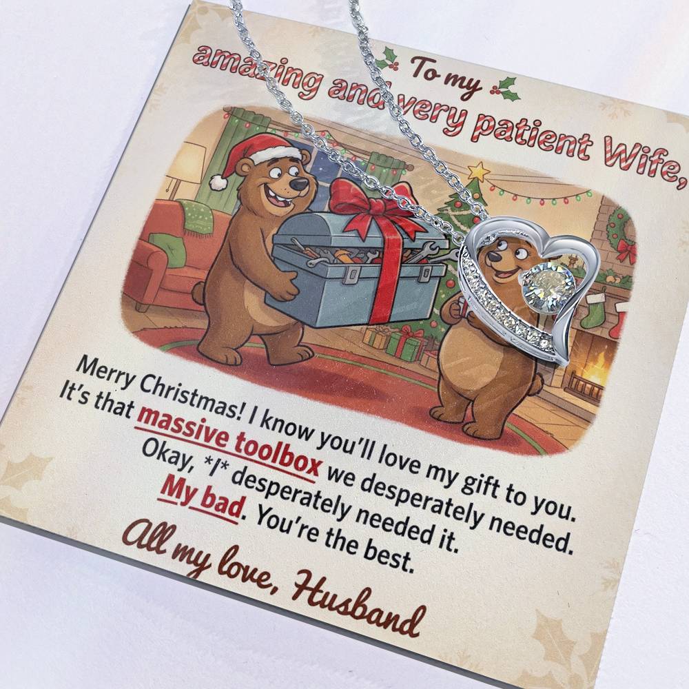 To My Wife Necklace From Husband - Funny Christmas Gift For Her, My Bad Toolbox Joke - Love Knot Necklace-LKN83749