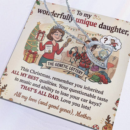 To My Daughter Necklace From Mother, Funny Christmas Gift For Daughter From Mom, Unique Birthday Gift - Love Knot Necklace-LKN19665