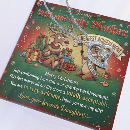 To My Mother Necklace From Daughter, Funny Christmas Gift, Greatest Achievement, Holiday Gift for Mom - Love Knot Necklace-LKN76298