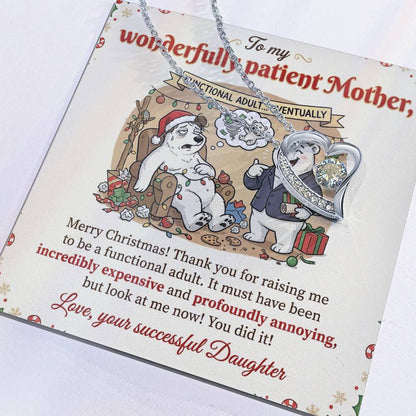 To My Mother Necklace From Daughter, Funny Christmas Gift for Mom, Birthday Gift, Holiday Jewelry Gift for Mother, Love Knot Necklace-LKN39897