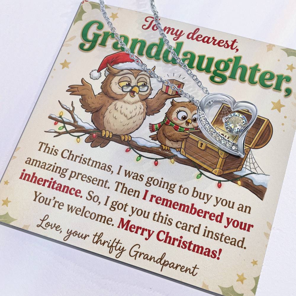 To My Granddaughter Necklace From Grandparent - Funny Christmas Gift, Thrifty Grandparent Inheritance Joke, Love Knot Necklace-LKN22401