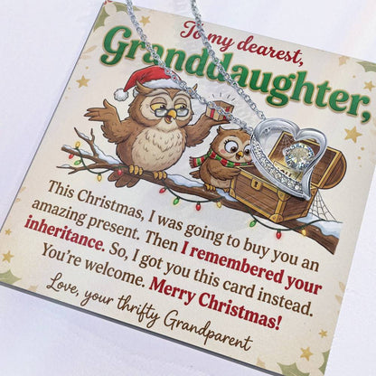 To My Granddaughter Necklace From Grandparent - Funny Christmas Gift, Thrifty Grandparent Inheritance Joke, Love Knot Necklace-LKN22401