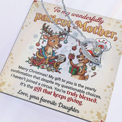 To My Mother Necklace From Daughter, Funny Christmas Gift For Mom, Xmas Present, Birthday Gift - Love Knot Necklace-LKN36317