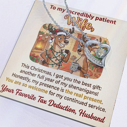 To My Wife Necklace From Husband, Funny Christmas Gift, Holiday Present for Her - Love Knot Necklace-LKN64416