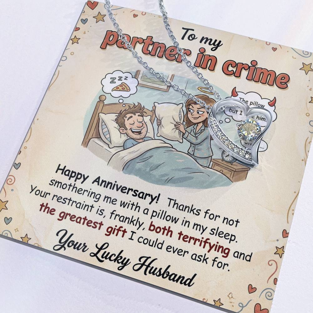 To My Partner In Crime Necklace From Husband, Funny Anniversary Gift For Wife, Love Knot Necklace-LKN96079