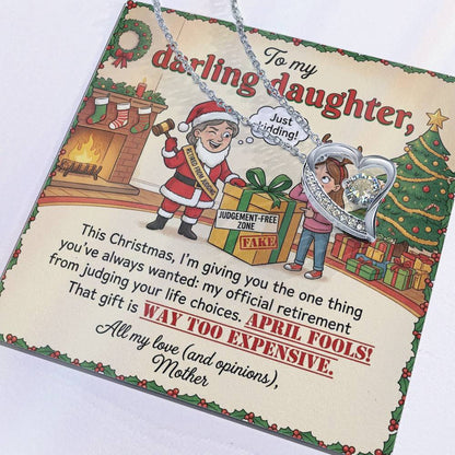 To My Daughter Necklace From Mother, Funny Christmas Gift, Humorous Birthday Present, Mom's Opinions Gift - Love Knot Necklace-LKN81419