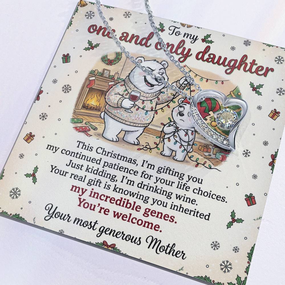 To My Daughter Necklace From Mother, Funny Christmas Gift, Mom to Daughter Present, Birthday Gift Idea, Love Knot Necklace-LKN69661