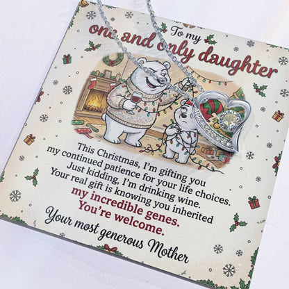 To My Daughter Necklace From Mother, Funny Christmas Gift, Mom to Daughter Present, Birthday Gift Idea, Love Knot Necklace-LKN69661