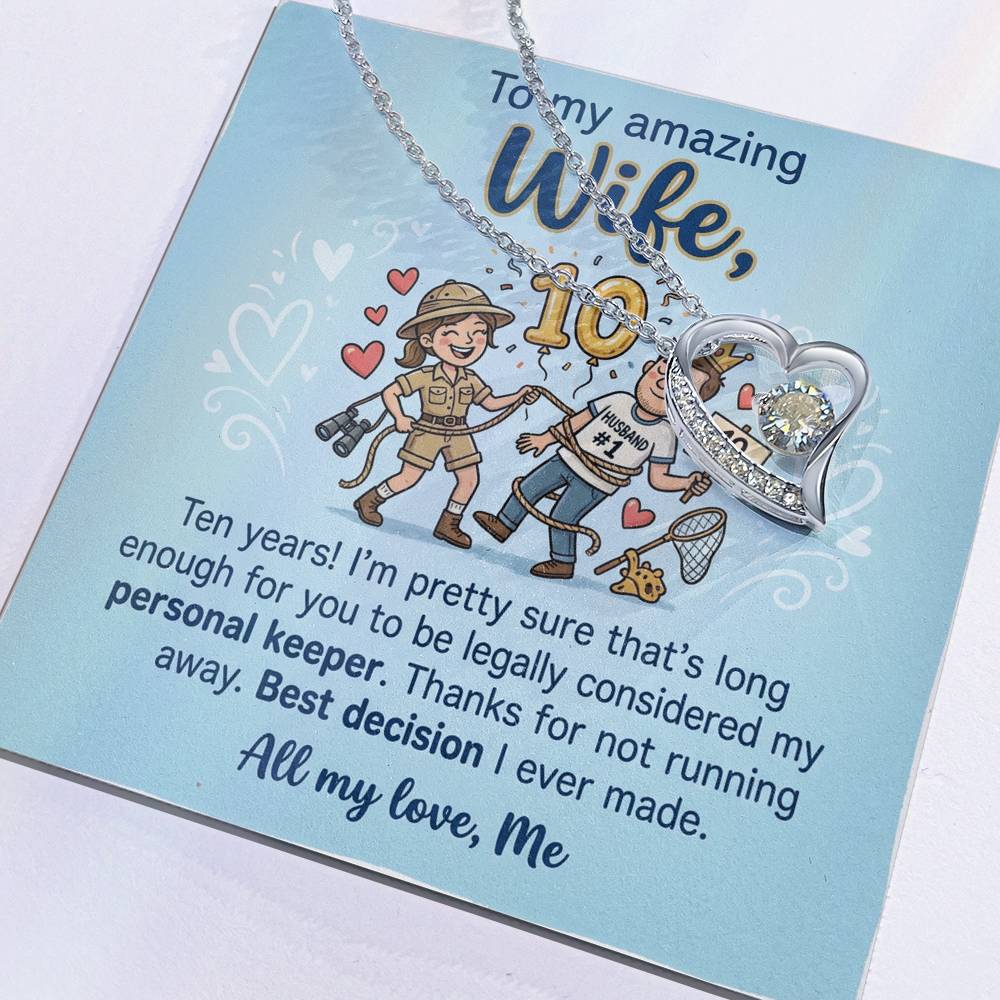 To My Wife Necklace From Husband, 10th Anniversary Gift, 10 Year Wedding Gift Idea for Her, Love Knot Necklace-LKN92076