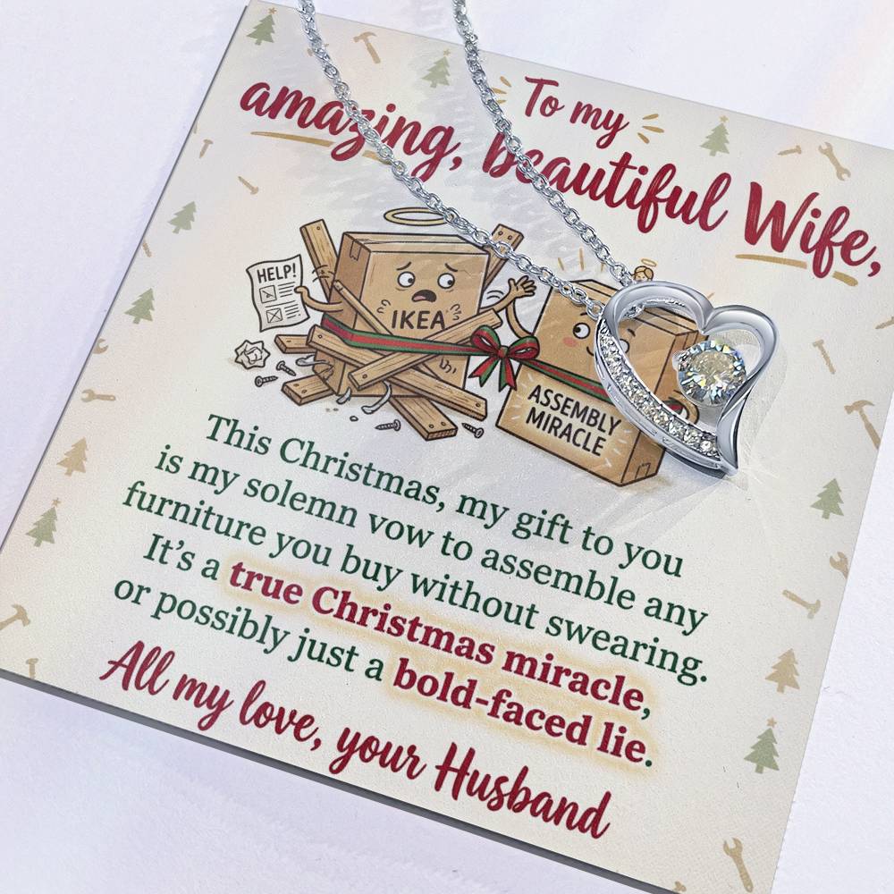 To My Wife Necklace From Husband, Funny Christmas Gift For Her, Christmas Miracle Present, Love Knot Necklace-LKN22909