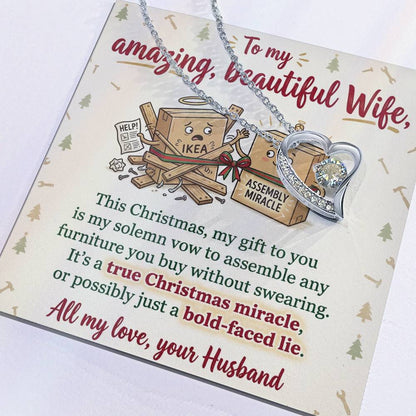 To My Wife Necklace From Husband, Funny Christmas Gift For Her, Christmas Miracle Present, Love Knot Necklace-LKN22909