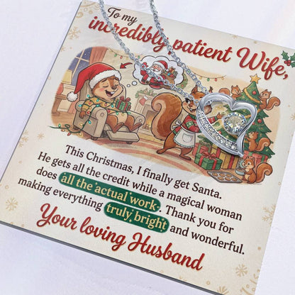 To My Wife Necklace From Husband, Funny Christmas Gift For Her, Xmas Present, Holiday Gift For Wife, Love Knot Necklace-LKN80474