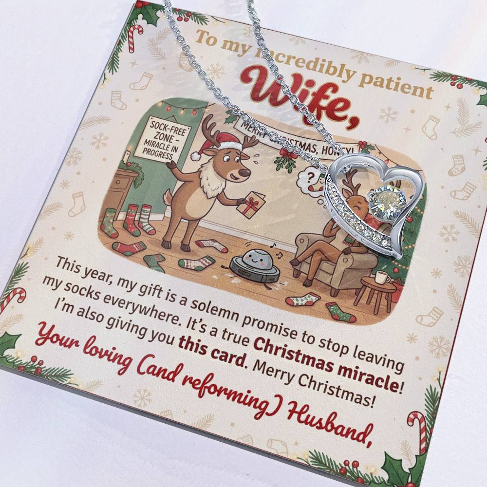 To My Wife Necklace From Husband, Funny Christmas Gift for My Patient Wife, Holiday Jewelry Gift, Love Knot Necklace-LKN82596