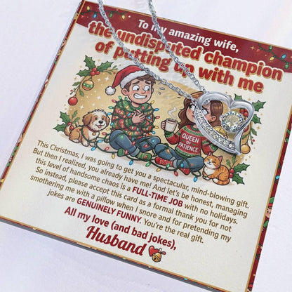 To My Wife Necklace From Husband, Funny Christmas Gift, Holiday Present For Her, Love Knot Necklace-LKN93284