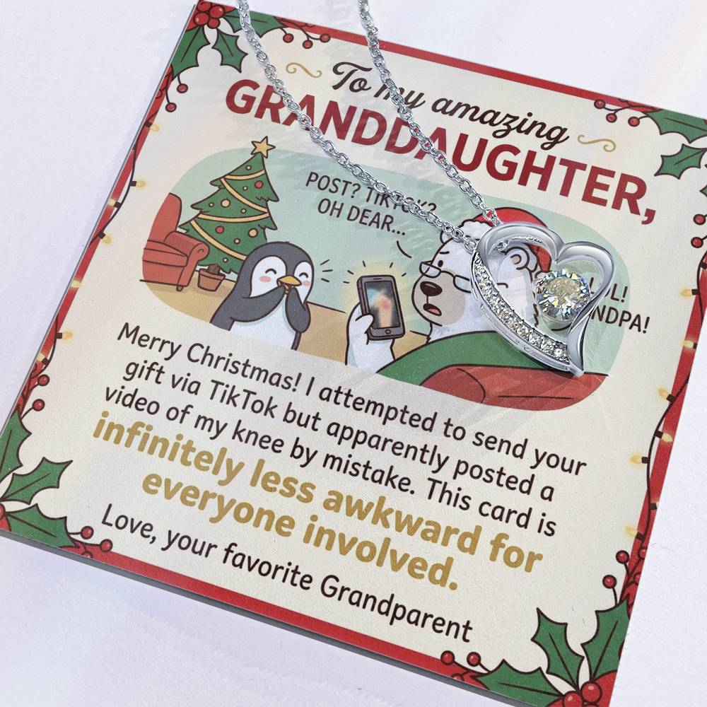 To My Granddaughter Necklace From Grandparent, Funny Christmas Gift for Granddaughter, Xmas Gift Idea - Love Knot Necklace-LKN45951