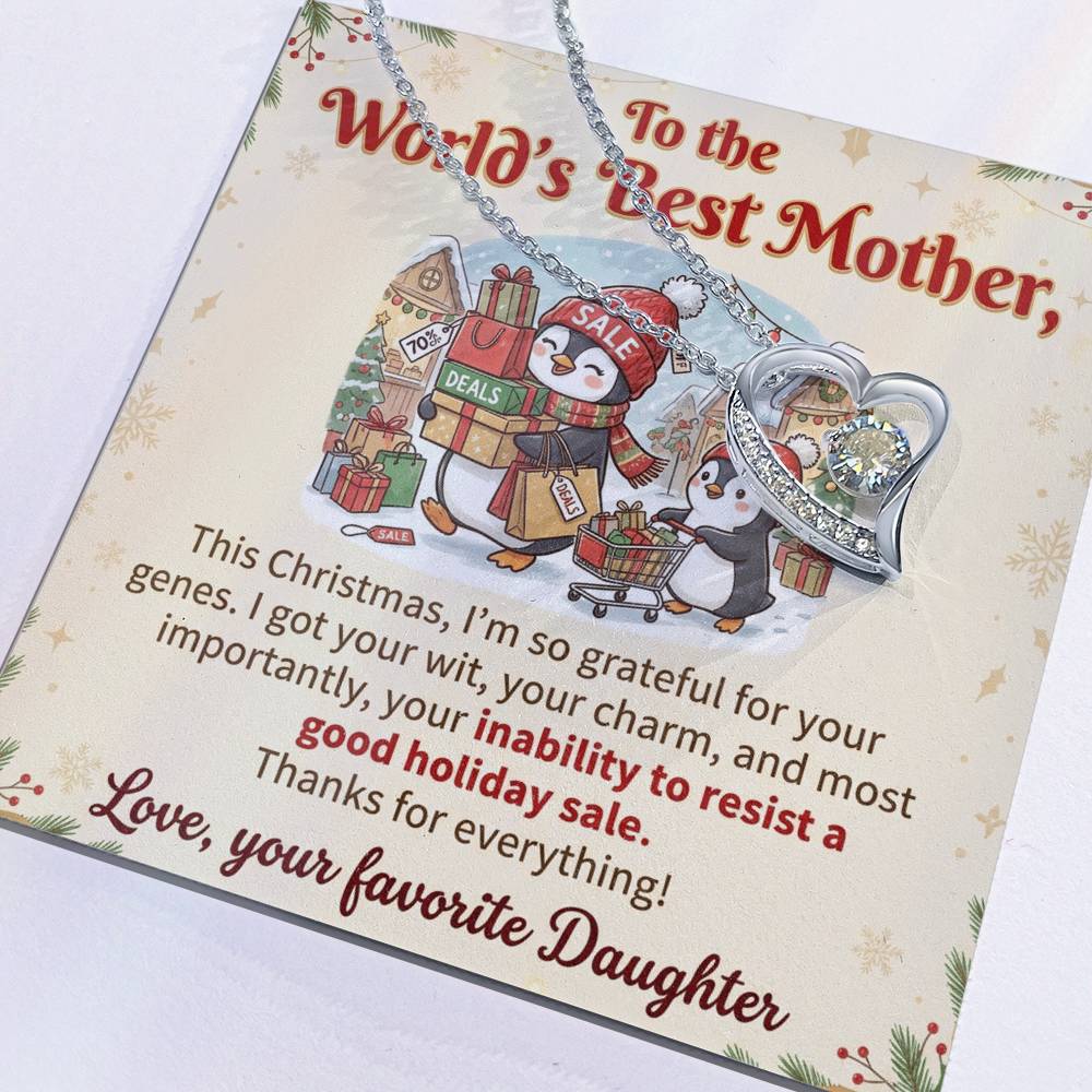 To My Mother Necklace From Daughter, Funny Christmas Gift For Mom, World's Best Mother, Birthday Gift Idea, Love Knot Necklace-LKN25516