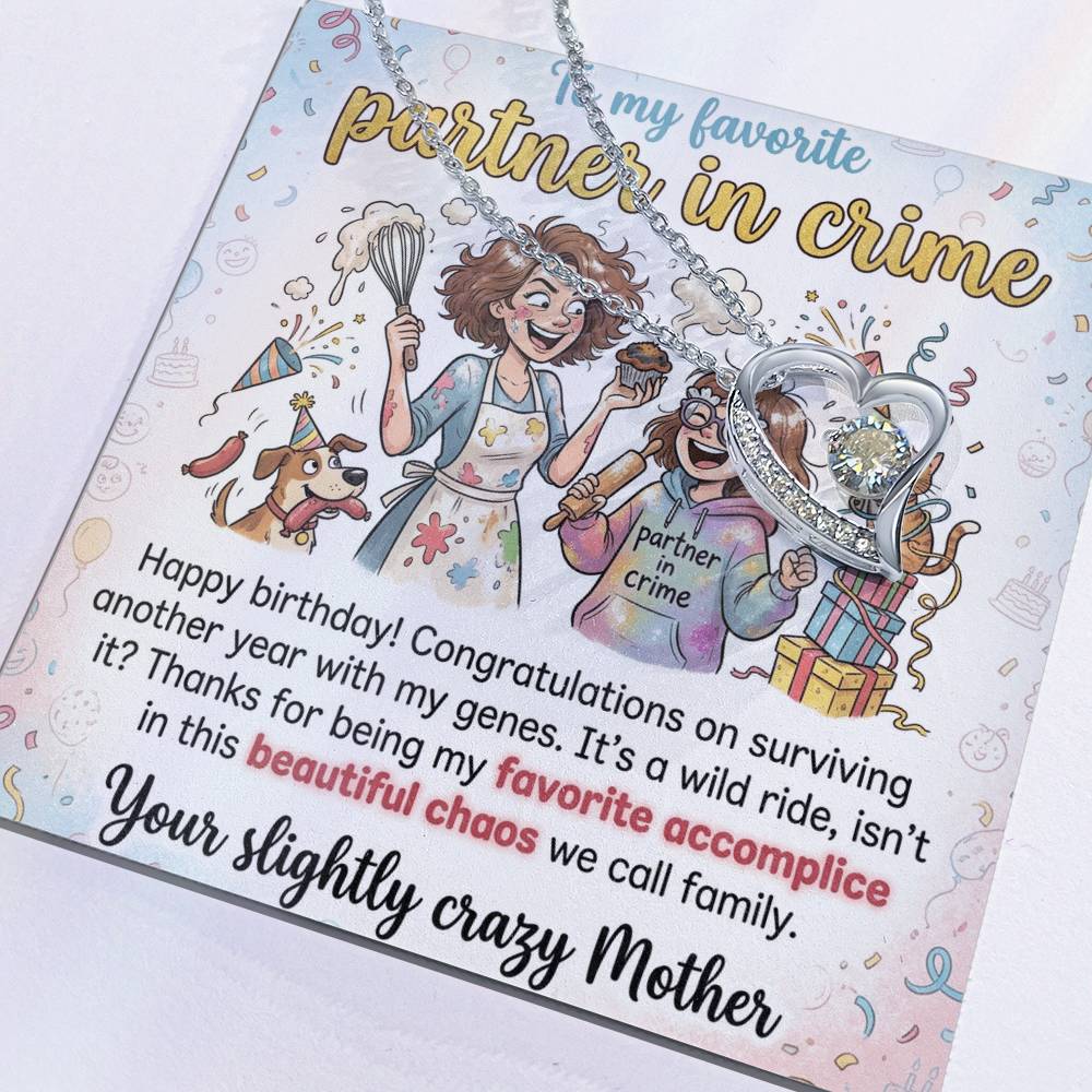To My Daughter Necklace From Mom - Funny Birthday Gift, My Partner In Crime - Love Knot Necklace-LKN23675