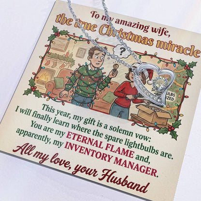 To My Wife Necklace From Husband, Funny Christmas Gift for Her, Holiday Present, Eternal Flame - Love Knot Necklace-LKN21365